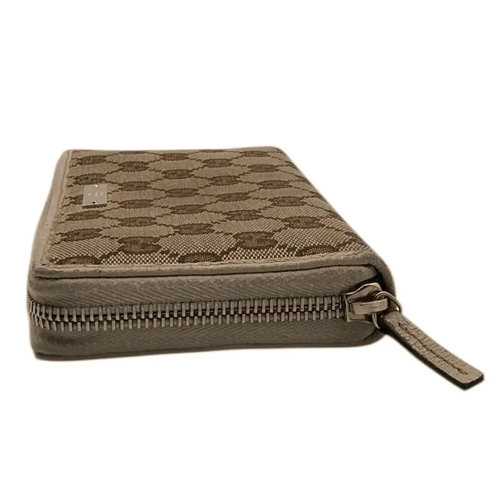 Gucci GG Canvas Zip Around Continental Wallet Monogram Beige‎ Tan Leather - Picture 4 of 10